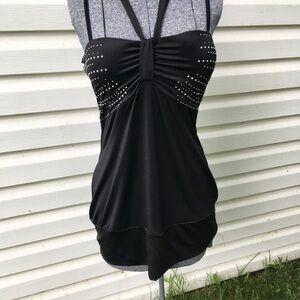 Chic Black Studded Camisole Top